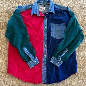 Vintage color block shirt medium